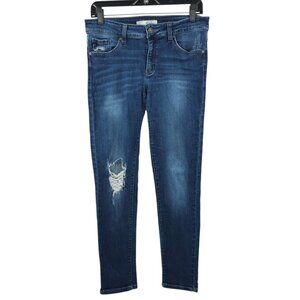 Kancan Skinny Ankle Jeans Womens Size 11/29 Distressed Ripped Whiskered Denim